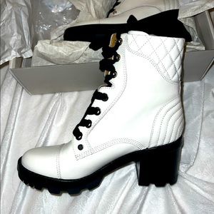 Marc Fischer White Combat Leather boots 6.5 NWT